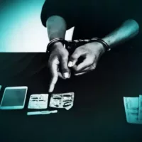 Boy in Hood with Handcuff at Desk