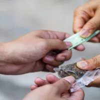 Drug Addict Buying Narcotics and Paying, Drug Trafficking