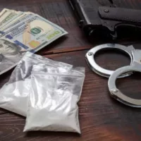 Cocaine Plastic Packets, Pistol Us Dollars Banknotes, and Handcuffs