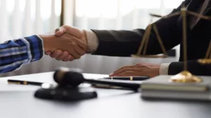 Lawyer Handshake with His Client After Discussion