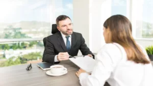 Lawyer Discussing Something with His Female Client